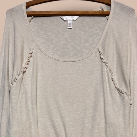 Lauren Conrad Top Women’s Plus 2X Cream Dolman Long Sleeve Blouse Cottagecore - Picture 4 of 7